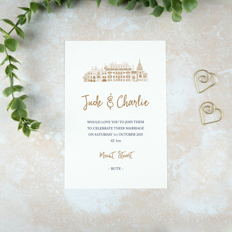 Mount Stuart Wedding Invitation, Wedding Venue Illustration