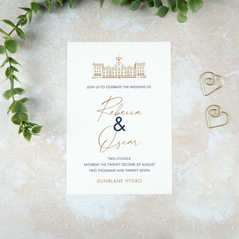 Dunblane Hydro Wedding Invitation, Wedding Venue Illustration