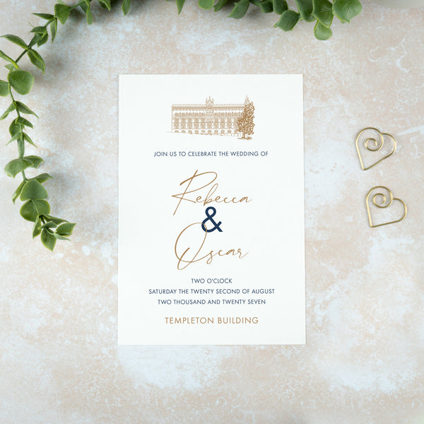 Templeton Building Wedding Invitation, Wedding Venue Illustration